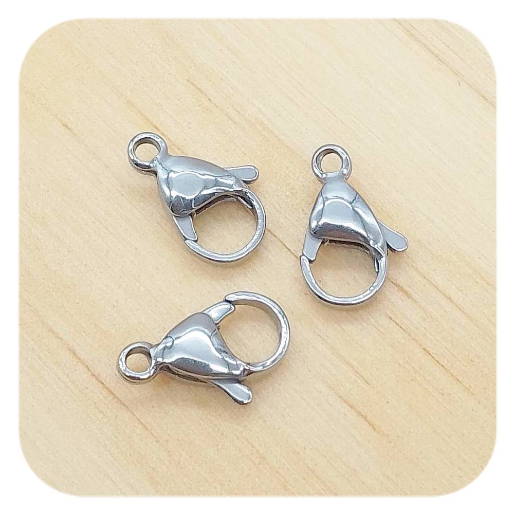 silver stainless steel lobster clasps 15mm