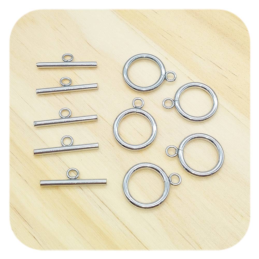 silver stainless steel toggle clasps 5 pack 18mm x 23mm