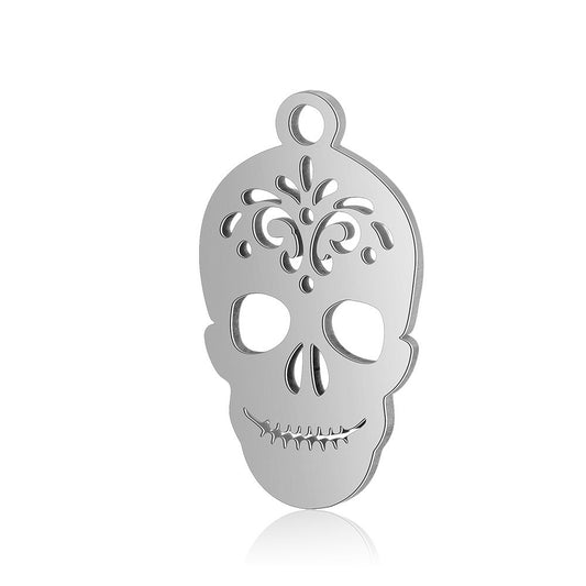 sugar skull stainless steel charms silver 5 pack