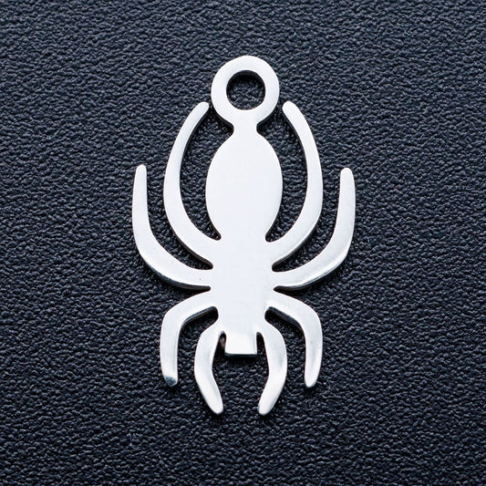 spider stainless steel charms silver 5 pack