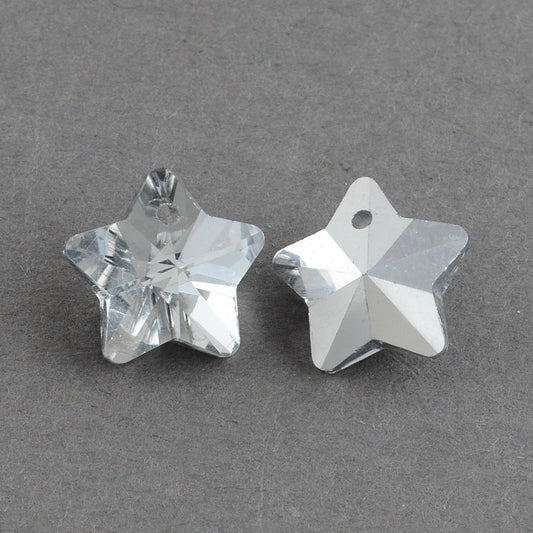 clear faceted star glass charms 10 pack