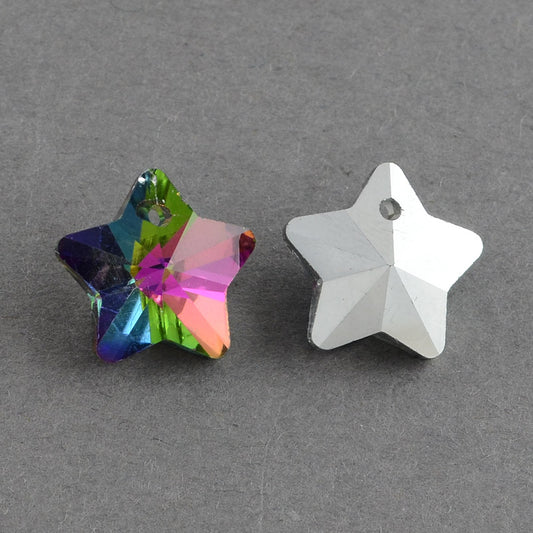 multicolour faceted star glass charms 10 pack