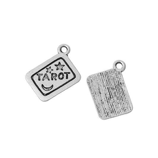 metal tarot card antique silver charms pendants