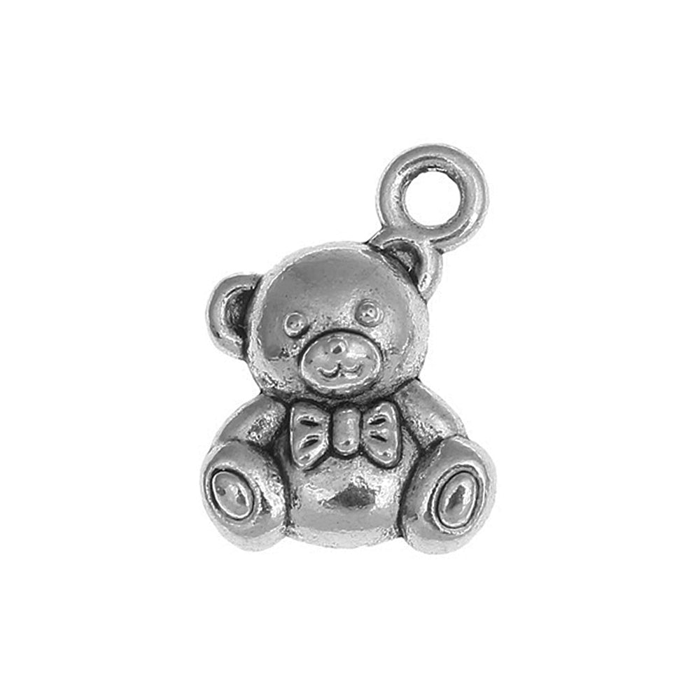 teddy bear antique silver charms 10 pack pendants