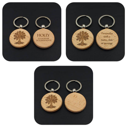 Engraving examples for Holly Celtic Tree Zodiac wooden keyring
