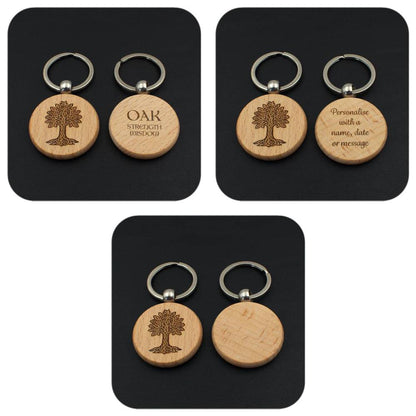 Engraving examples for Oak Celtic Tree Zodiac wooden keyring