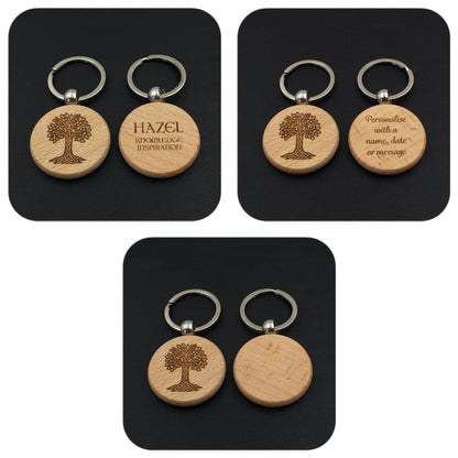 Engraving examples for Hazel Celtic Tree Zodiac wooden keyring