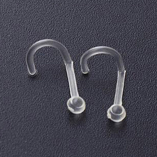2 Clear Acrylic Flexible Curved Nose Stud Retainers