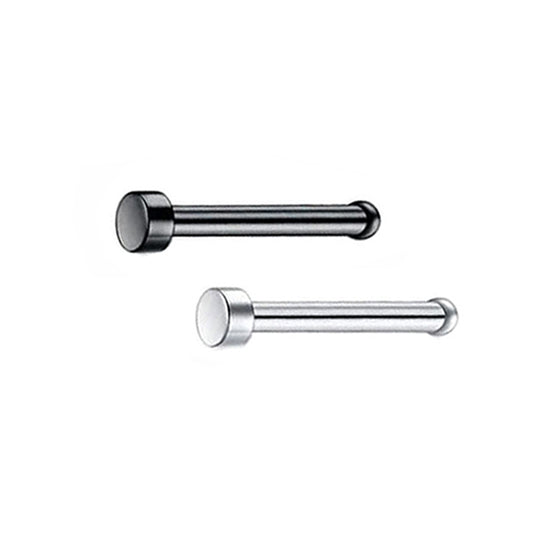 2 Flat Circle Black Silver Stainless Steel Straight Nose Bone Studs