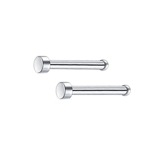 2 Flat Circle Silver Stainless Steel Straight Nose Bone Studs