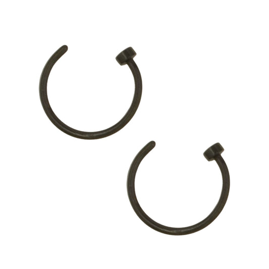 2 Flat Circle Black Stainless Steel Hoop Nose Rings