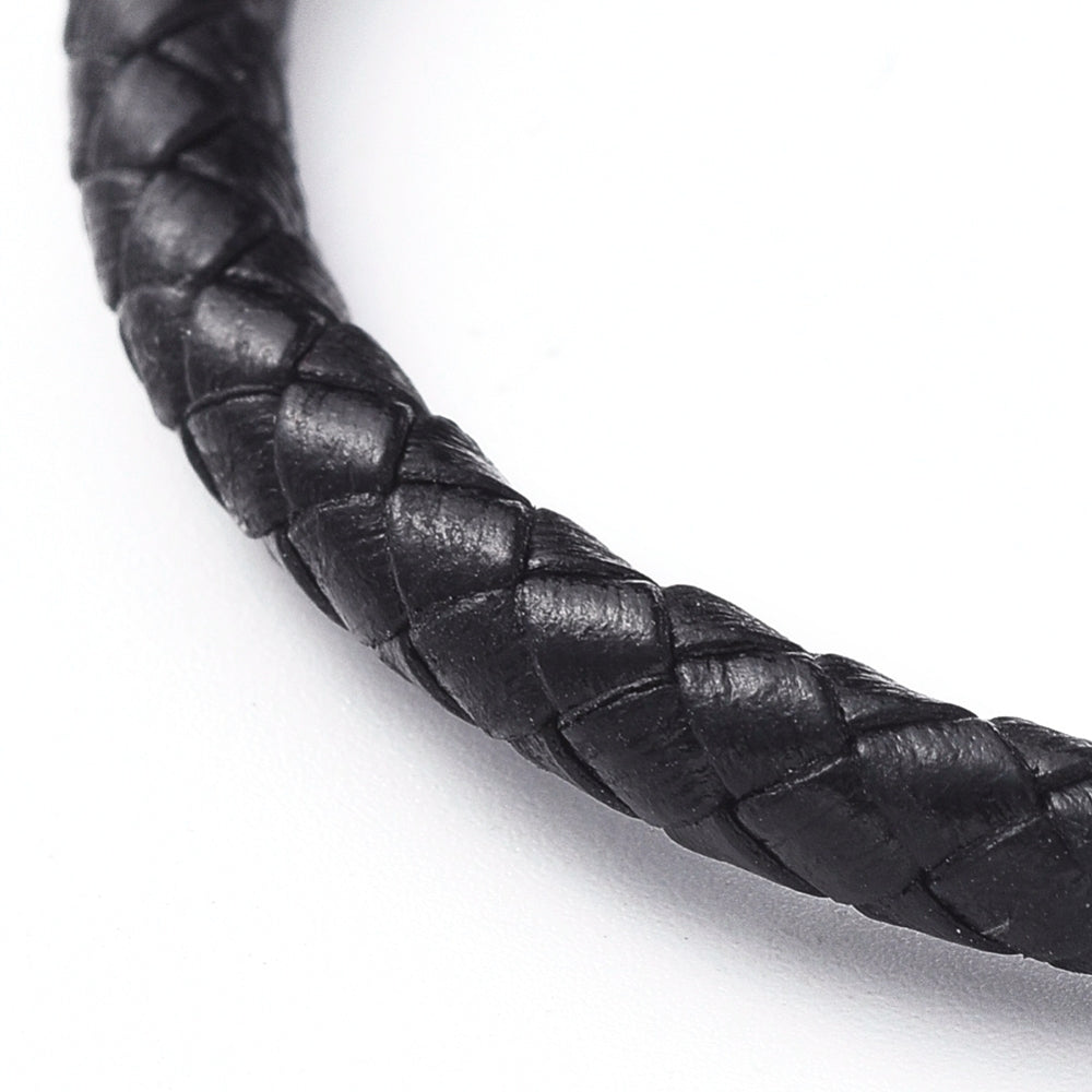 Braided Leather Lobster Clasp Bracelet