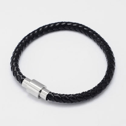 Braided Leather Magnetic Clasp Bracelet