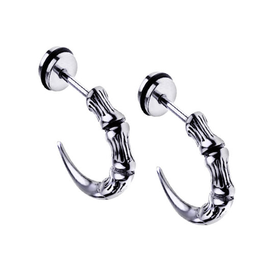 Claw Silver Titanium Steel Stud Earrings