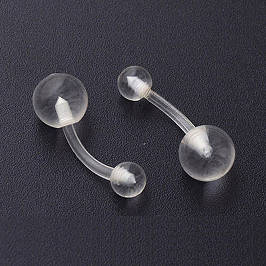 2 Clear Acrylic Flexible Belly Bar Retainers
