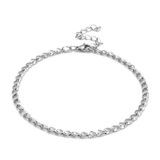 Twisted Curb Chain Silver Stainless Steel Anklet