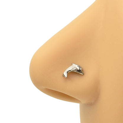 Dolphin Silver Stainless Steel Curved Screw Nose Stud