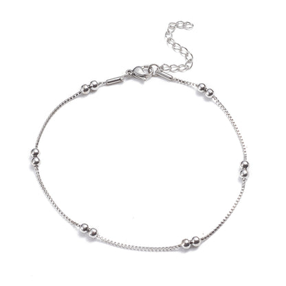 Satellite Box Chain Silver Stainless Steel Anklet
