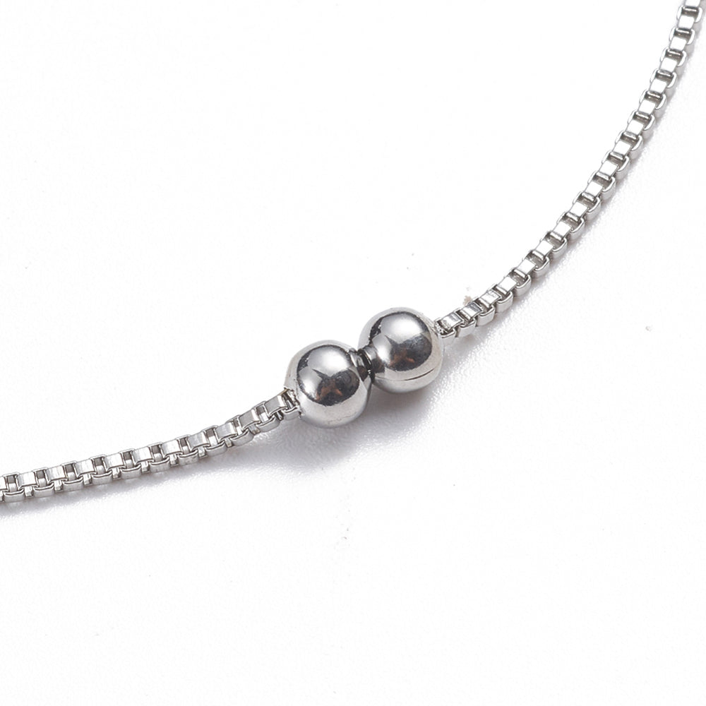 Satellite Box Chain Silver Stainless Steel Anklet