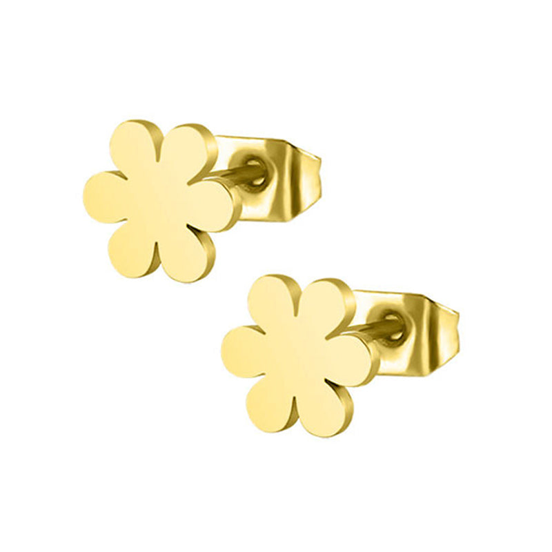 Flower Golden Stainless Steel Stud Earrings