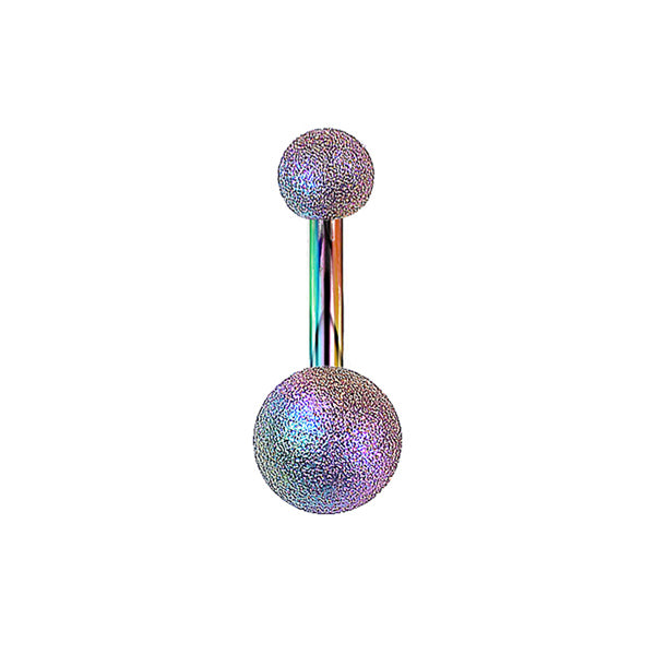 Frosted Rainbow Stainless Steel Belly Bar