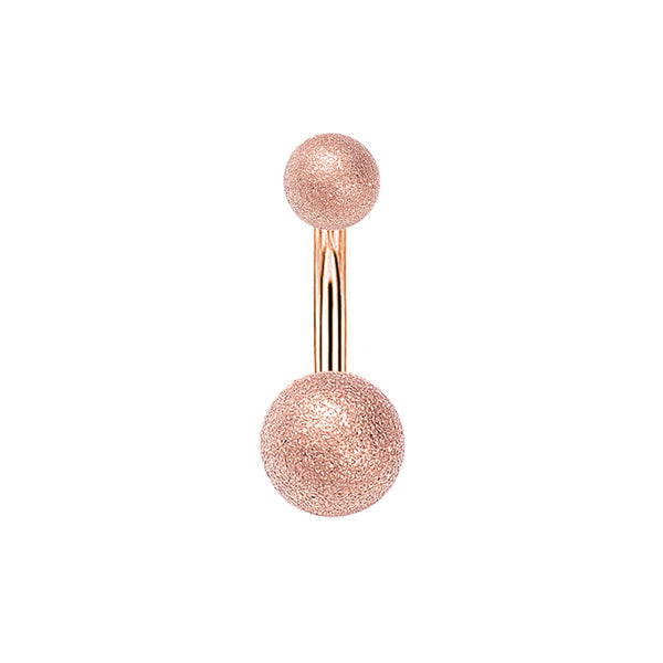 Frosted Rose Gold Stainless Steel Belly Bar