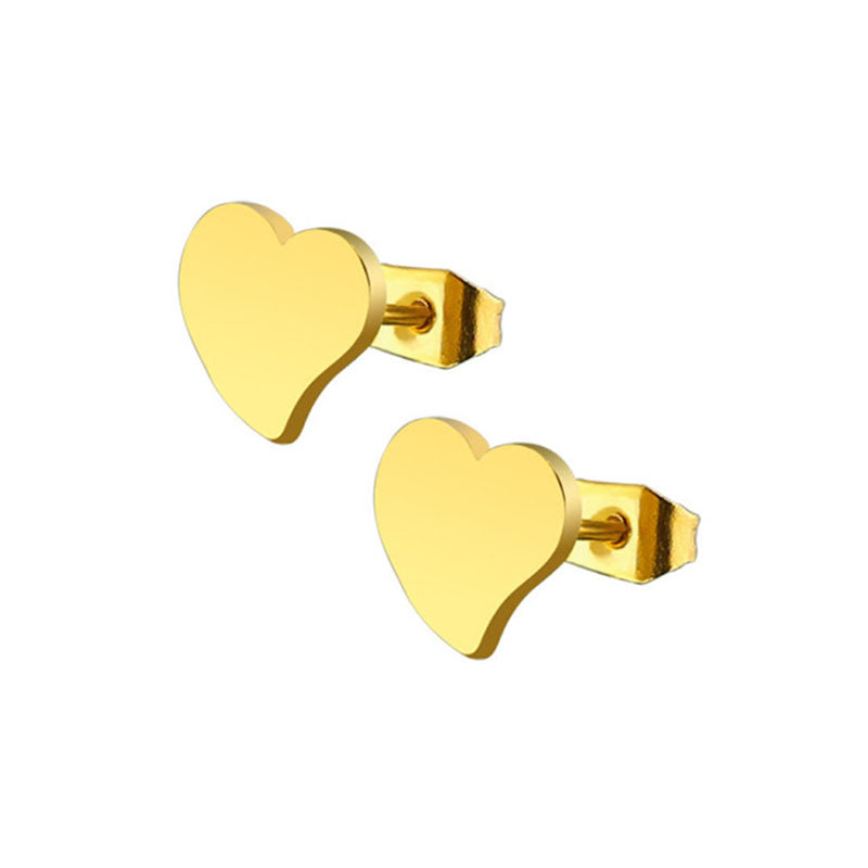 Heart Pointed Golden Stainless Steel Stud Earrings