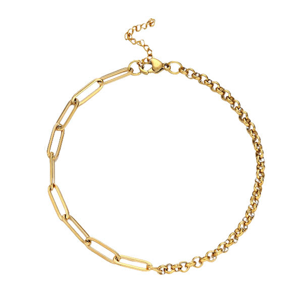 Paperclip Rolo Chain Chunky Golden Stainless Steel Anklet