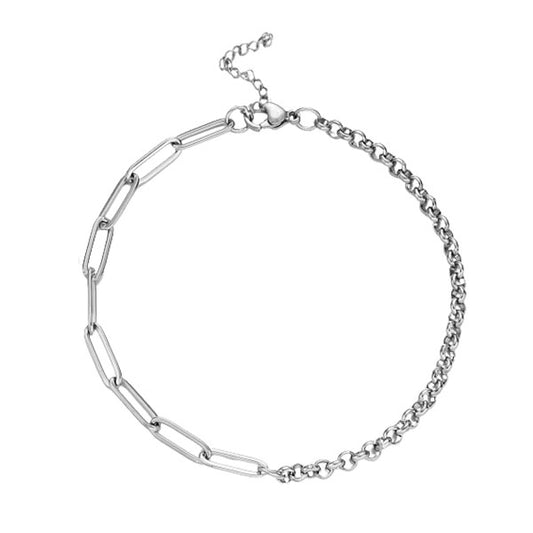 Paperclip Rolo Chain Silver Stainless Steel Anklet