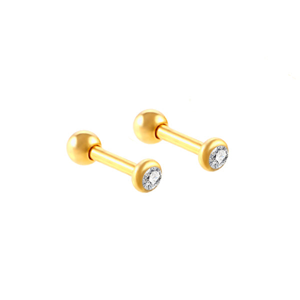 Round Clear CZ Golden Stainless Steel Helix Tragus Cartilage Ear Studs