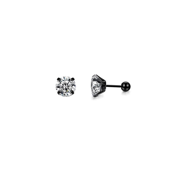 Round Clear CZ Black Stainless Steel Tragus Cartilage Helix Ear Stud