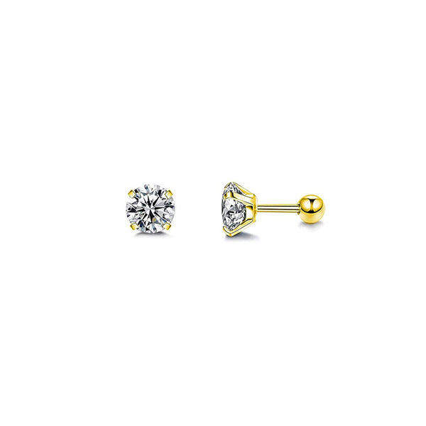 Round Clear CZ Golden Stainless Steel Tragus Cartilage Helix Ear Stud