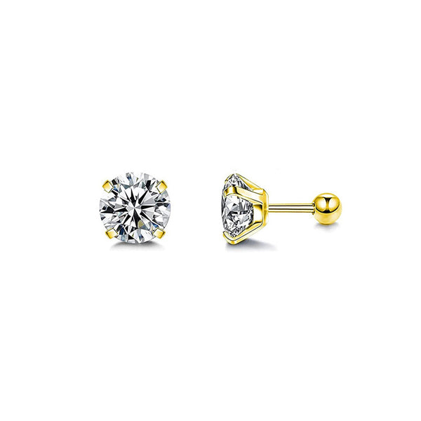 Round Clear CZ Golden Stainless Steel Tragus Cartilage Helix Ear Stud
