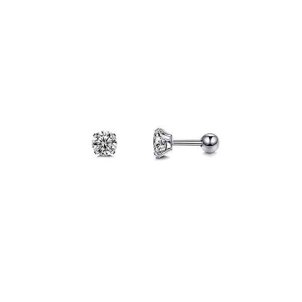 Round Clear CZ Silver Stainless Steel Tragus Cartilage Helix Ear Stud
