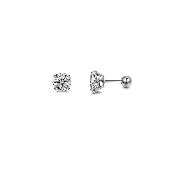 Round Clear CZ Silver Stainless Steel Tragus Cartilage Helix Ear Stud