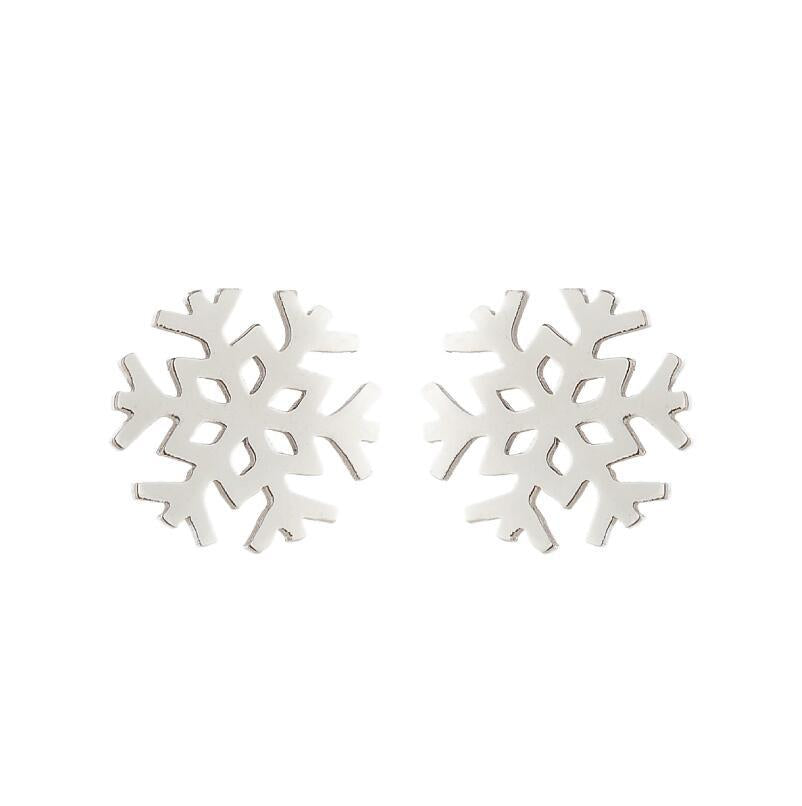 Snowflake Silver Stainless Steel Stud Earrings