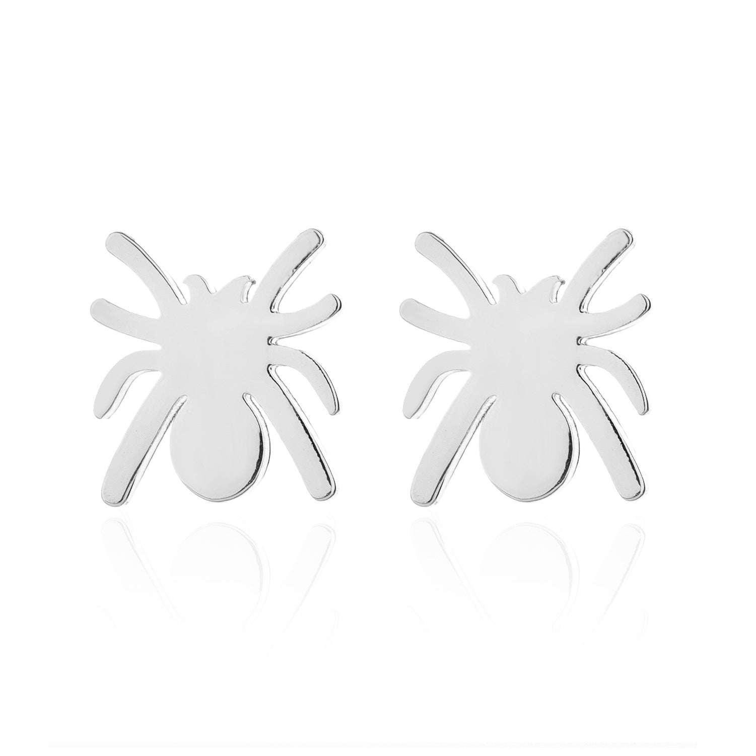 Spider Silver Stainless Steel Stud Earrings