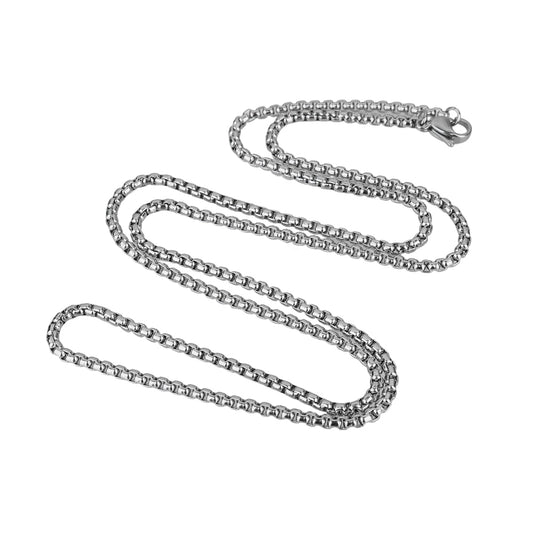 Box Chain Silver Stainless Steel Necklace