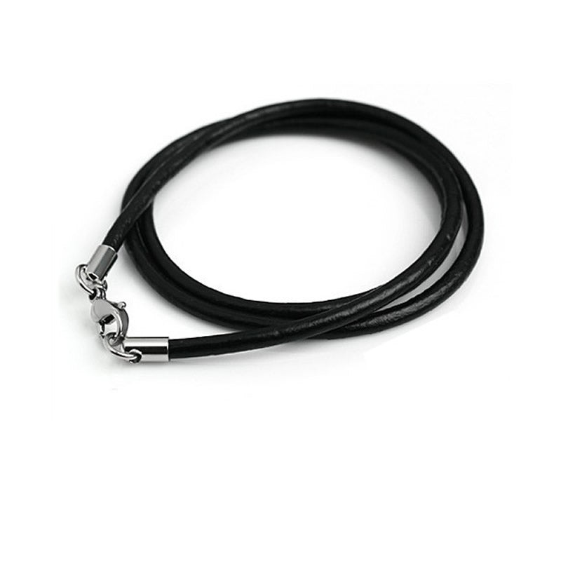 Cowhide Leather Black Cord Necklace 3mm 18|20|22|24|26"