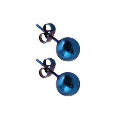 Round Ball Blue Stainless Steel Stud Earrings 3|5|8mm