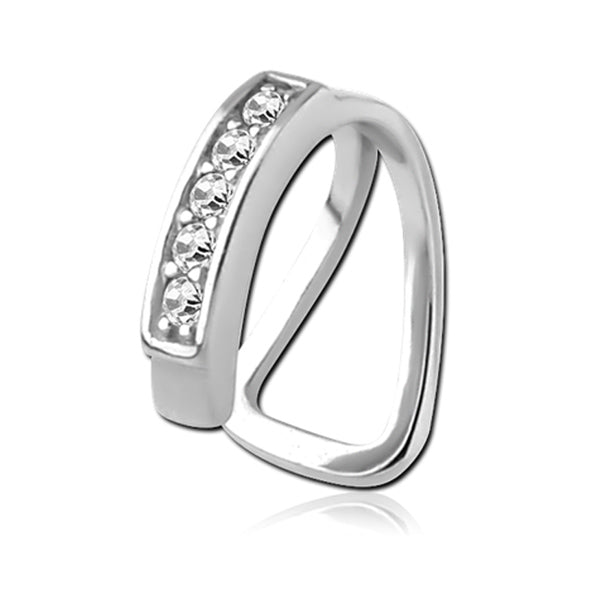 Clear CZ Silver Stainless Steel Lip Cuff Ring