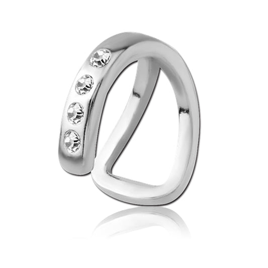 Clear CZ Silver Stainless Steel Lip Cuff Ring