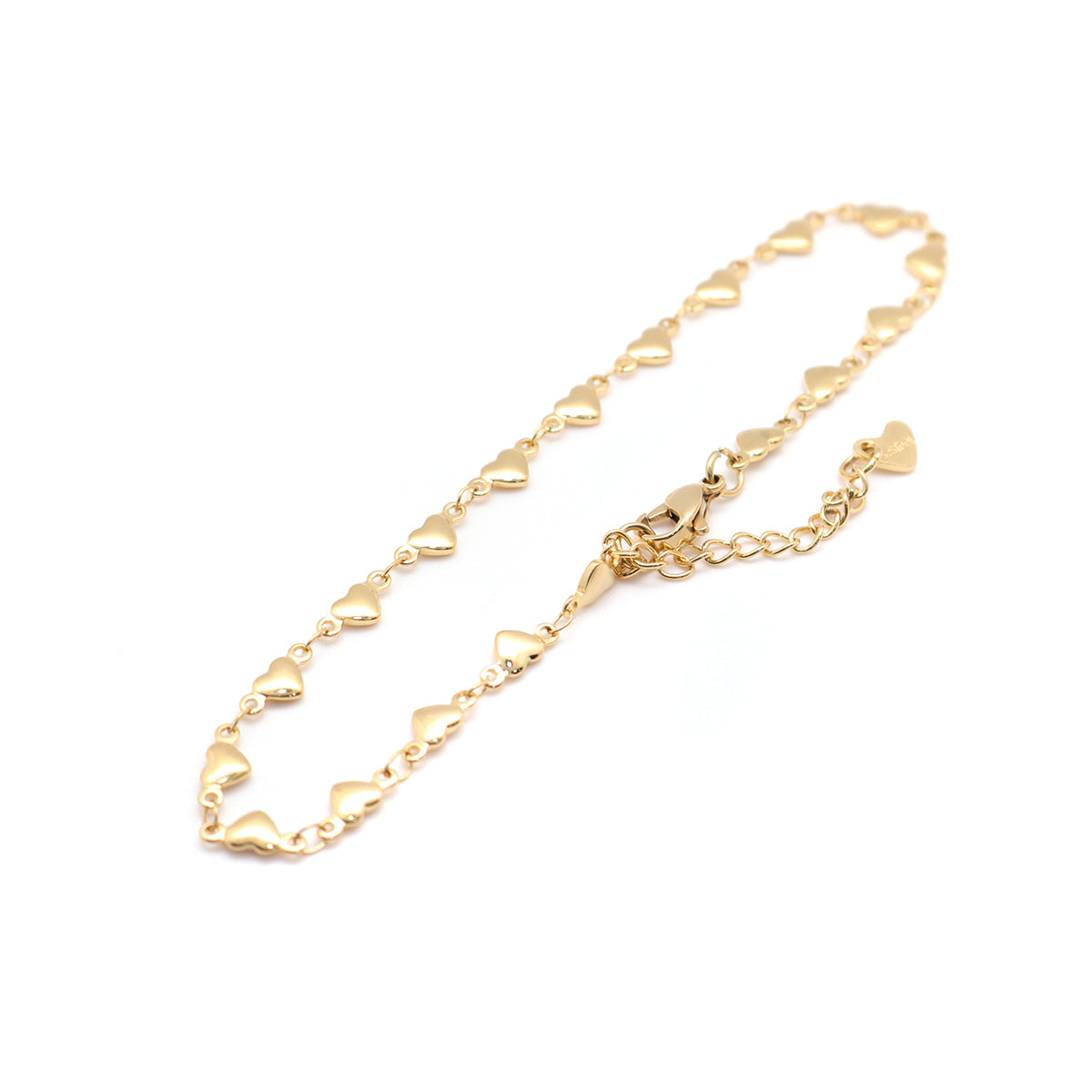 Hearts Chain Golden Stainless Steel Anklet