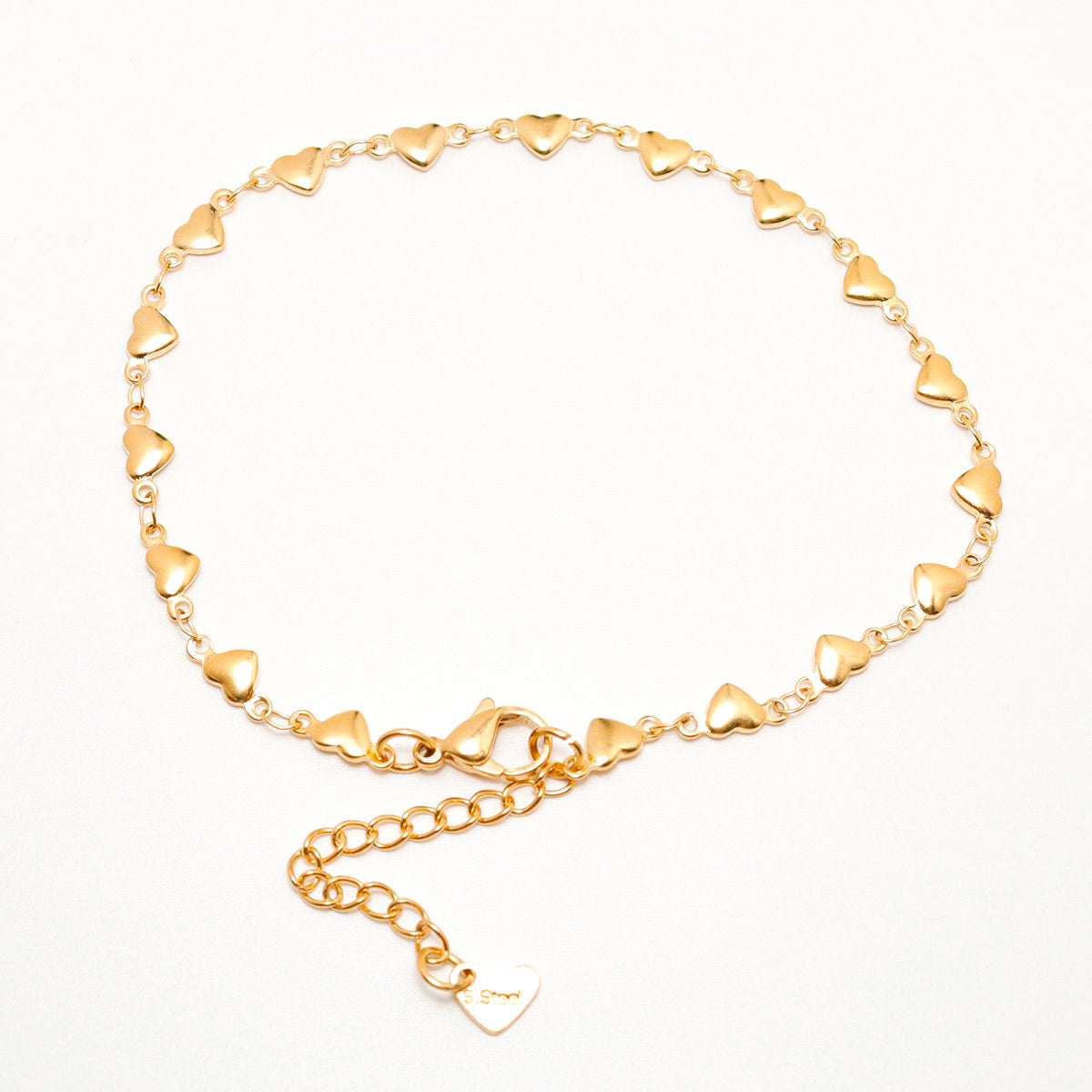 Hearts Chain Golden Stainless Steel Anklet