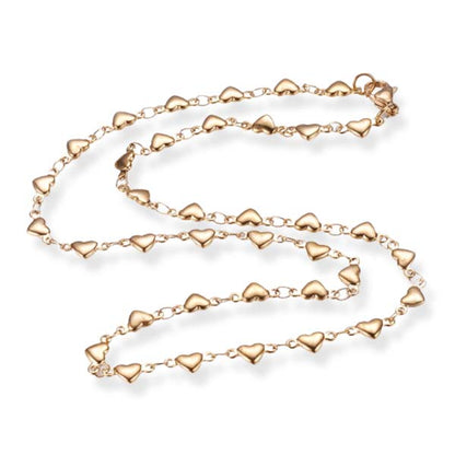 Hearts Chain Golden Stainless Steel Necklace