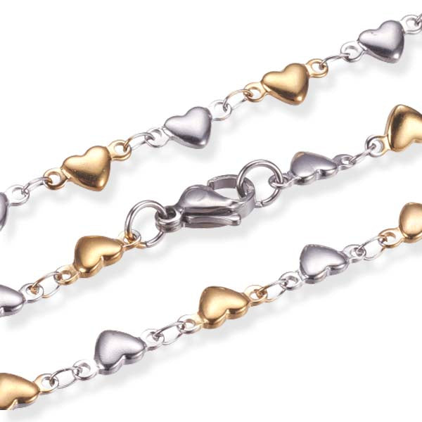 Hearts Chain Golden/Silver Stainless Steel Necklace