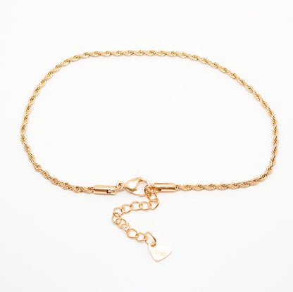 Twisted Rope Chain Golden Stainless Steel Anklet