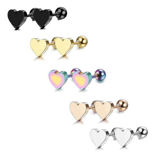 Heart Stainless Steel Stud Earrings 8mm