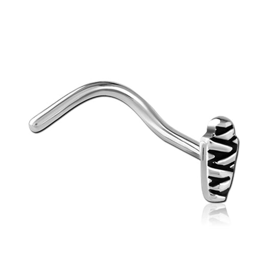 Mummy Silver Stainless Steel Curved Screw Nose Stud