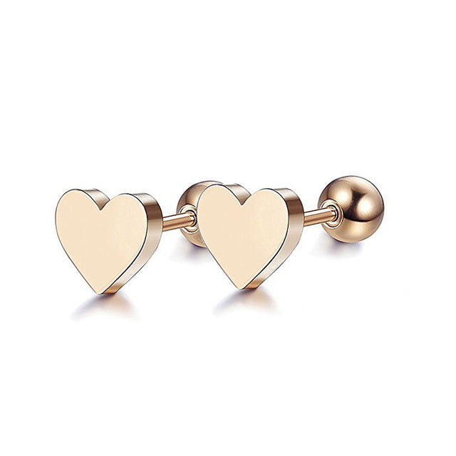 Heart Rose Gold Stainless Steel Stud Earrings